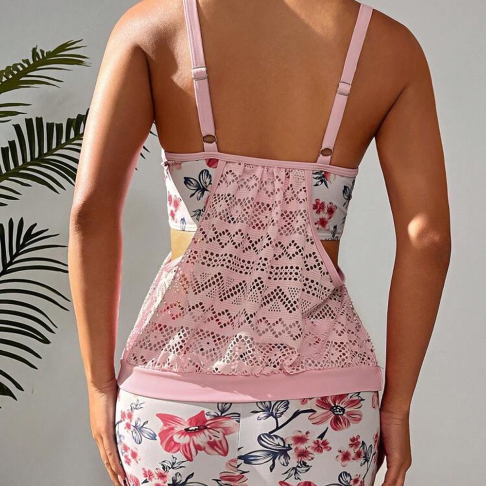 SHEIN Size M Cut Out Floral Print Bikini Swimsuit